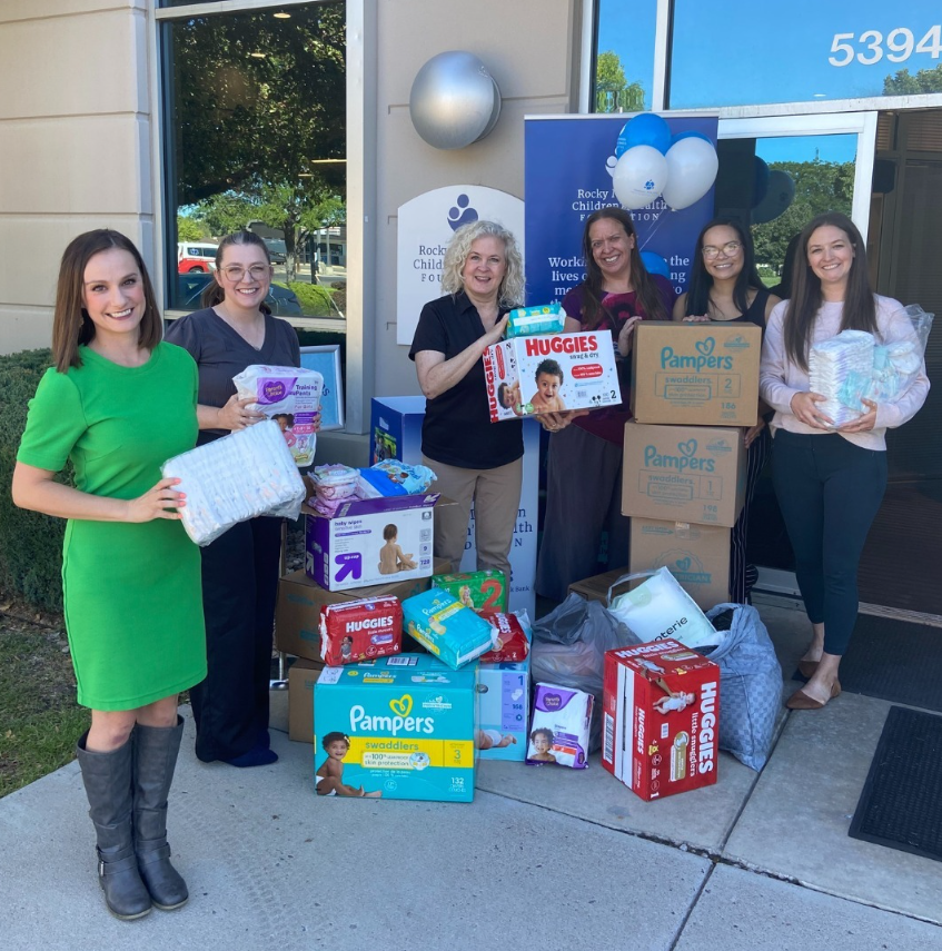 Team at RMCHF during the 2024 diaper drive with Carly Moore